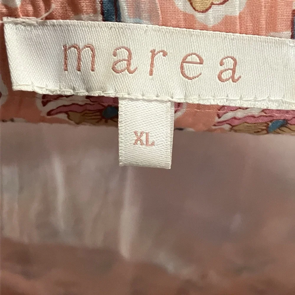 Marea By Liz Joy Floral Print Elastic Waist Maxi Skirt Orange Womens Size XL